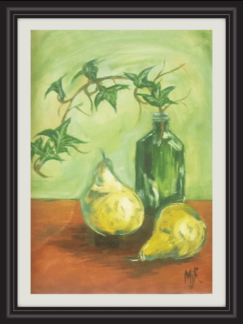 green pears acrylic painting